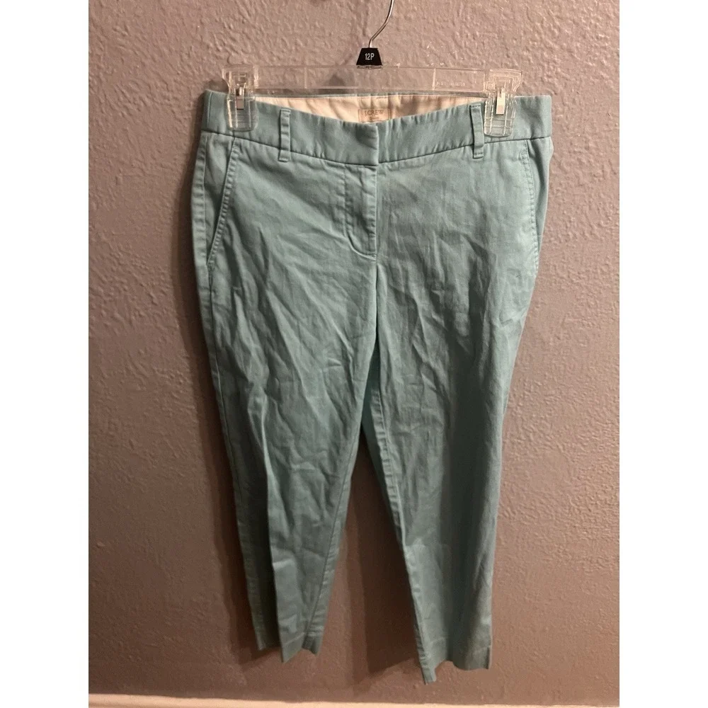 J Crew Pants ‎ Capri Womens Size 2 Teal Cotton Blend